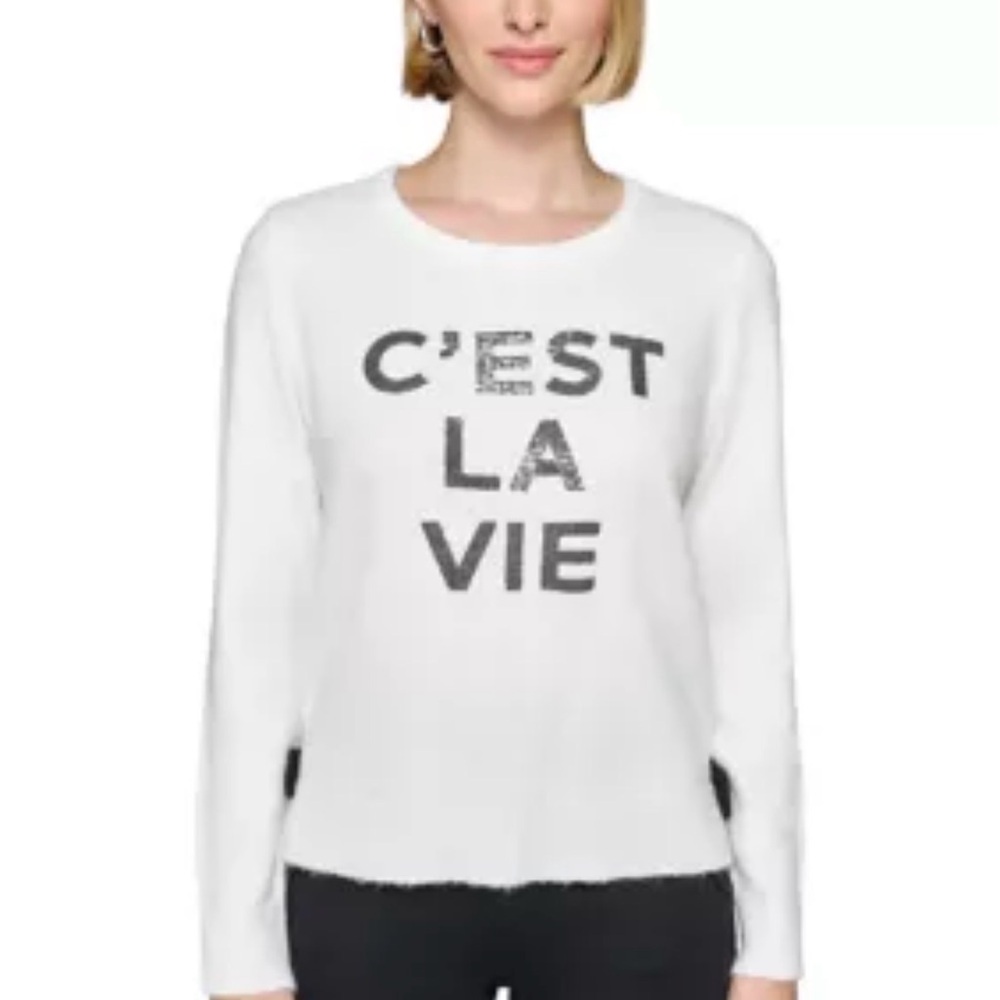 Karl Lagerfeld White 'C'est La Vie' Sweater XL - Picture 10 of 10